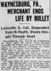 Call, Lafayette Gordon - Newspaper Article